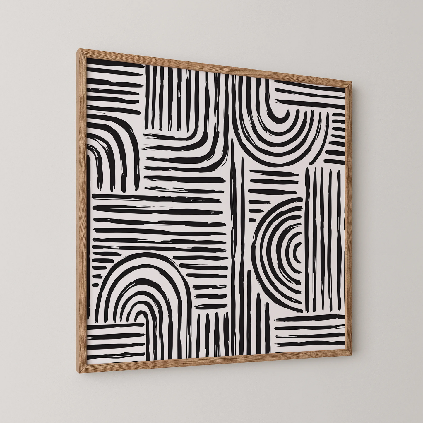 Boho Pattern Lines, Black & White Mid Century Modern, Boho Art Prints