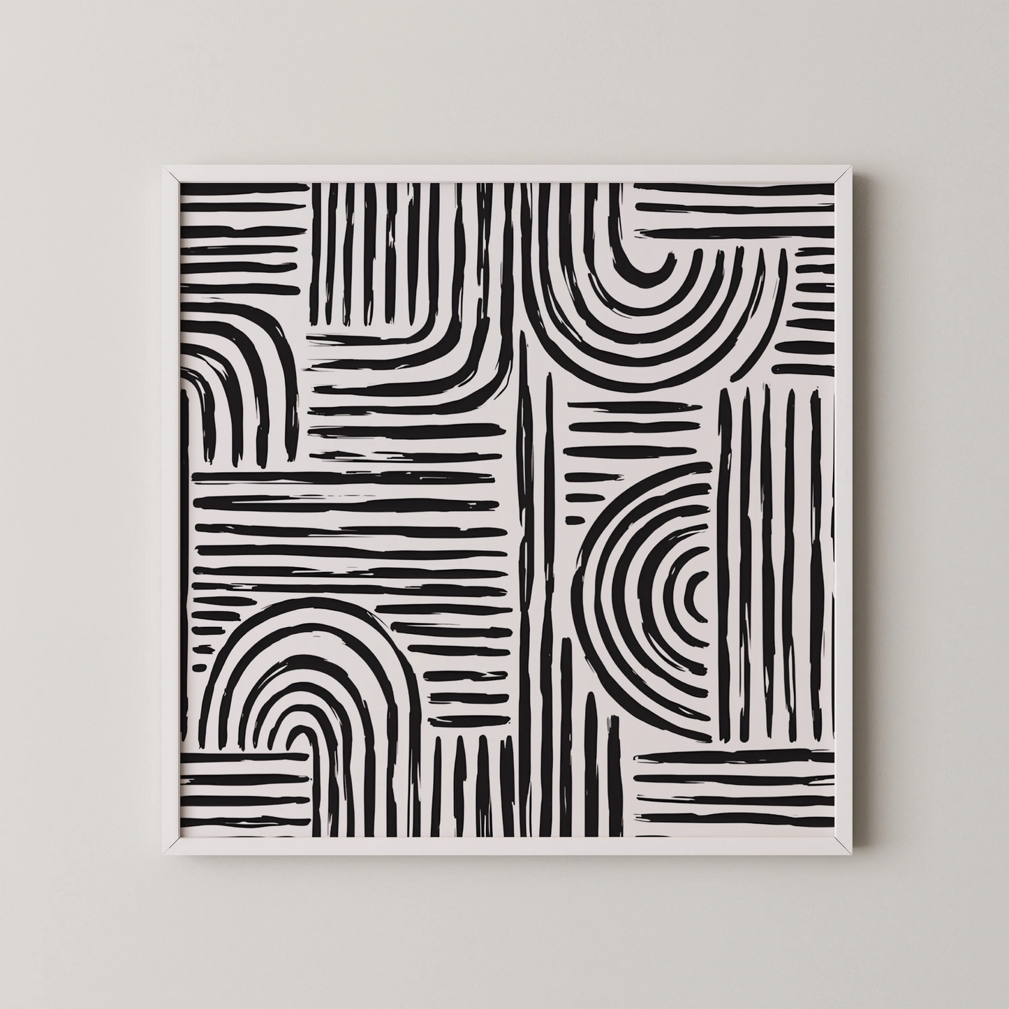 Boho Pattern Lines, Black & White Mid Century Modern, Boho Art Prints