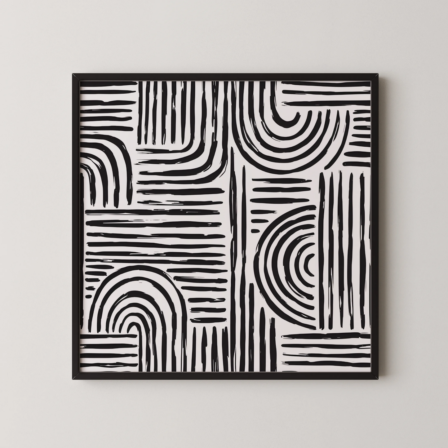 Boho Pattern Lines, Black & White Mid Century Modern, Boho Art Prints