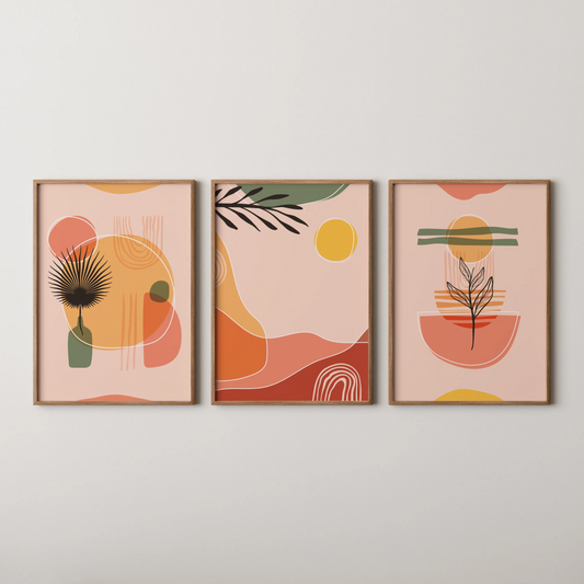 Boho Patterns, Set of 3, Modern Wall Art, Mid Century Modern