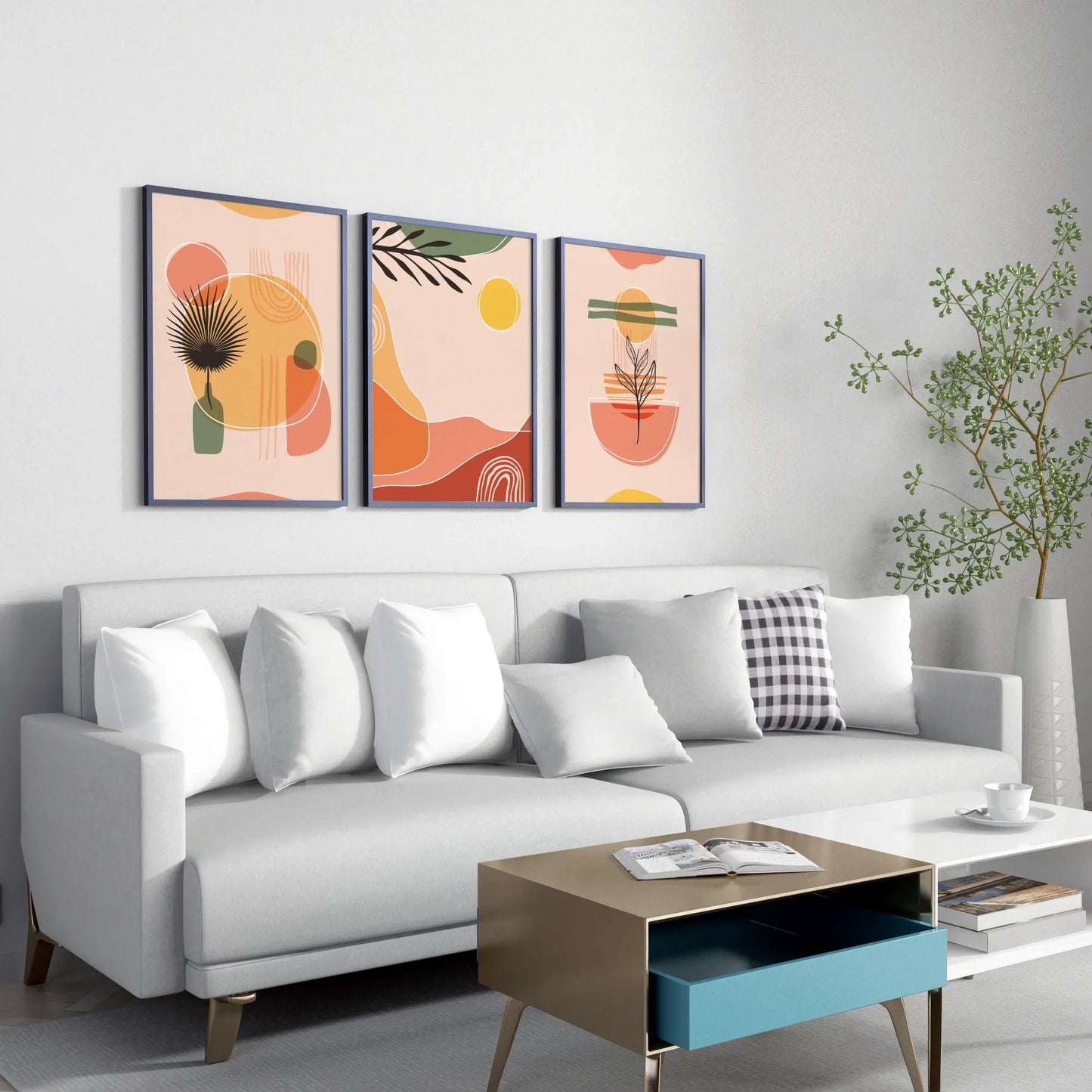 Boho Patterns, Set of 3, Modern Wall Art, Mid Century Modern