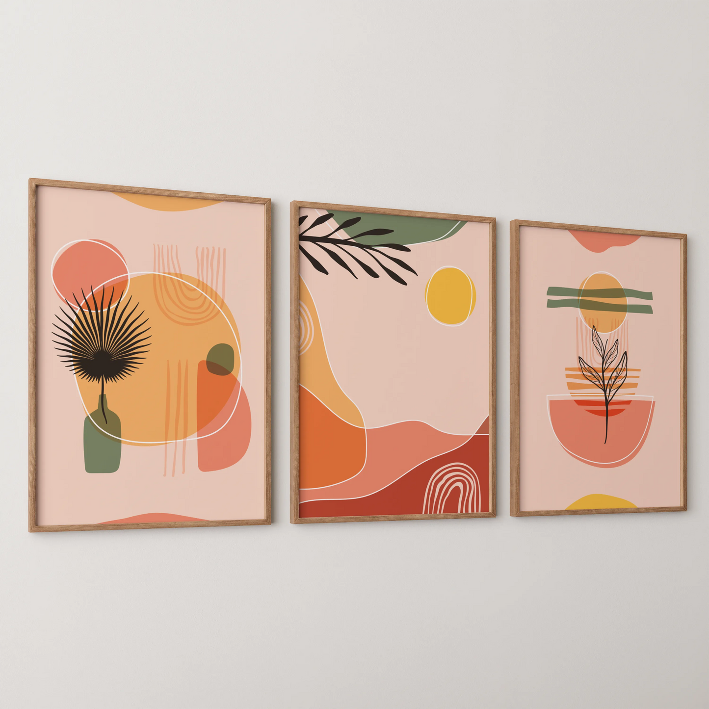 Boho Patterns, Set of 3, Modern Wall Art, Mid Century Modern