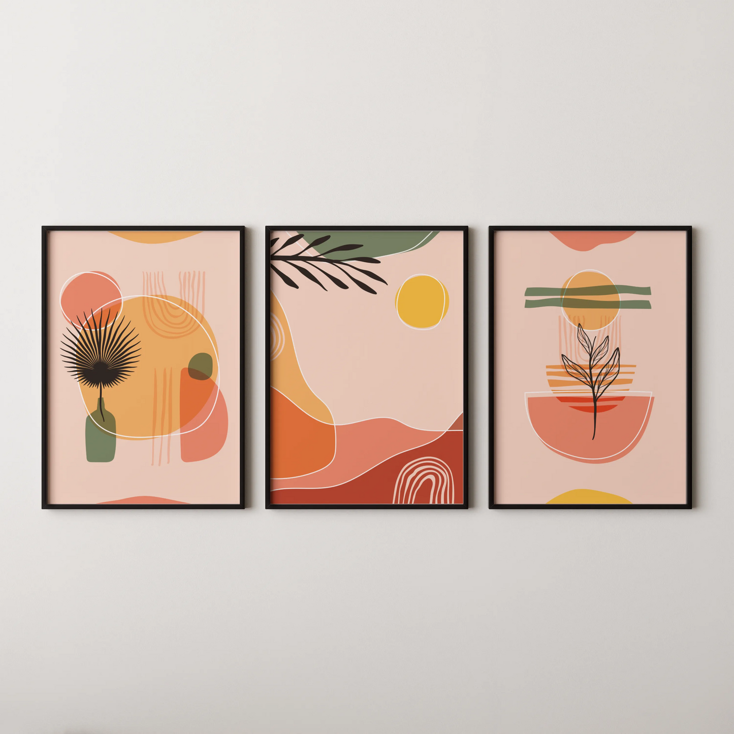 Boho Patterns, Set of 3, Modern Wall Art, Mid Century Modern