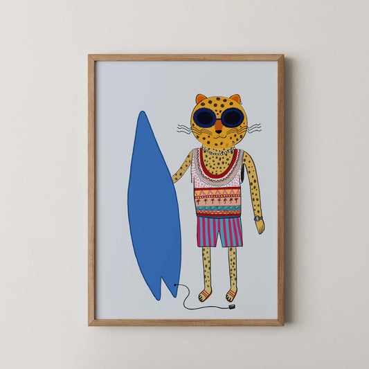 Cat on beach - Nursery Prints
