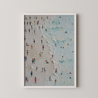 Crowd On Beach, Modern Minimal, Abstarct Wall Painting