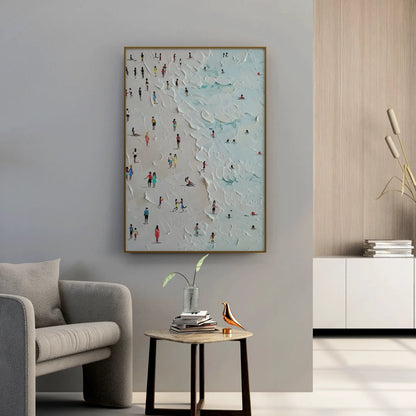 Crowd On Beach, Modern Minimal, Abstarct Wall Painting