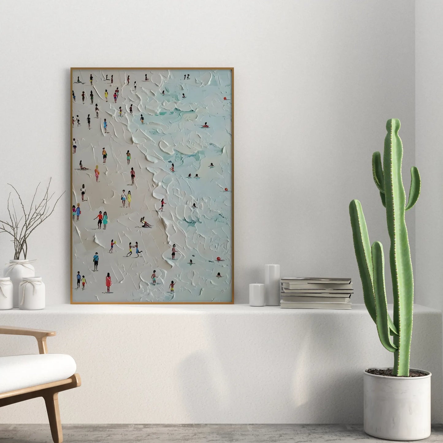 Crowd On Beach, Modern Minimal, Abstarct Wall Painting