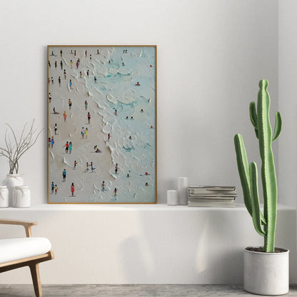 Crowd On Beach, Modern Minimal, Abstarct Wall Painting