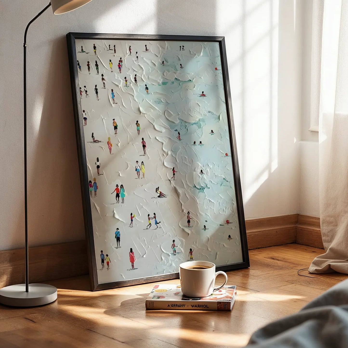 Crowd On Beach, Modern Minimal, Abstarct Wall Painting