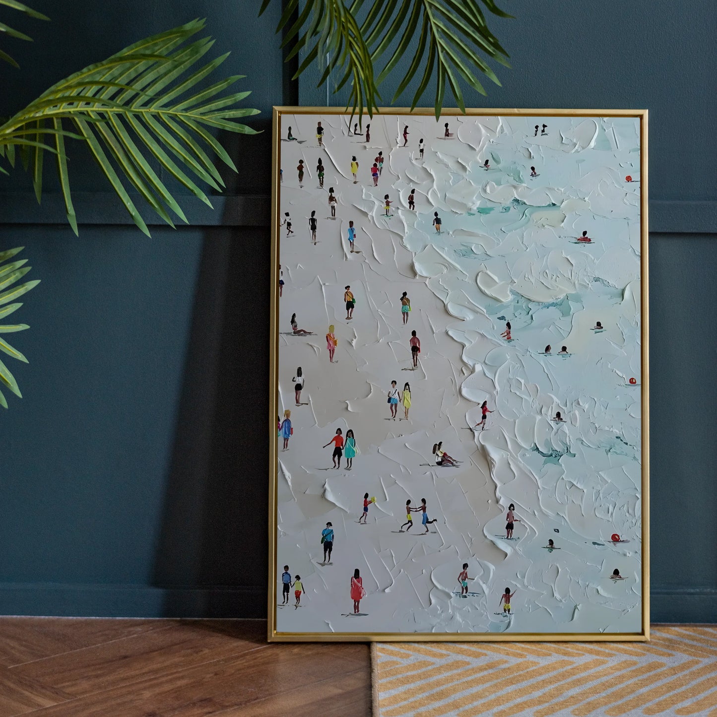 Crowd On Beach, Modern Minimal, Abstarct Wall Painting