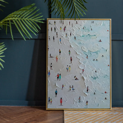 Crowd On Beach, Modern Minimal, Abstarct Wall Painting