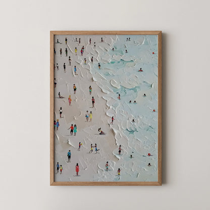 Crowd On Beach, Modern Minimal, Abstarct Wall Painting