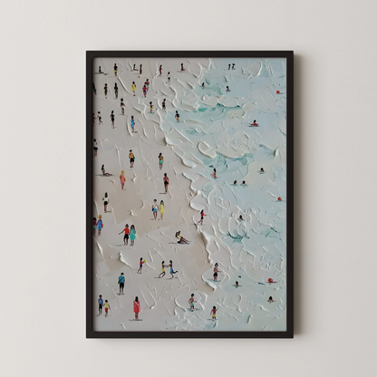 Crowd On Beach, Modern Minimal, Abstarct Wall Painting