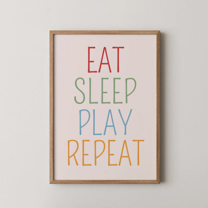 Eat sleep play repeat - Nursery Prints