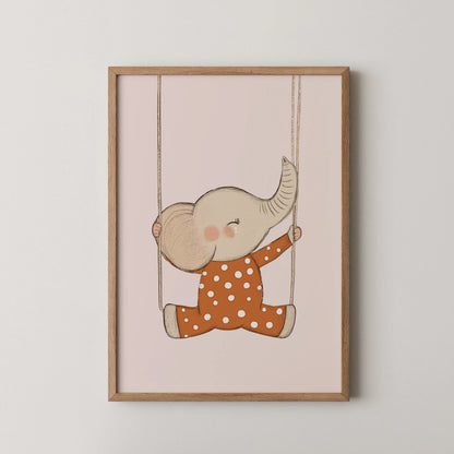 Ele on swing - Nursery Prints