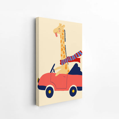 Girraffe on car - Nursery Prints