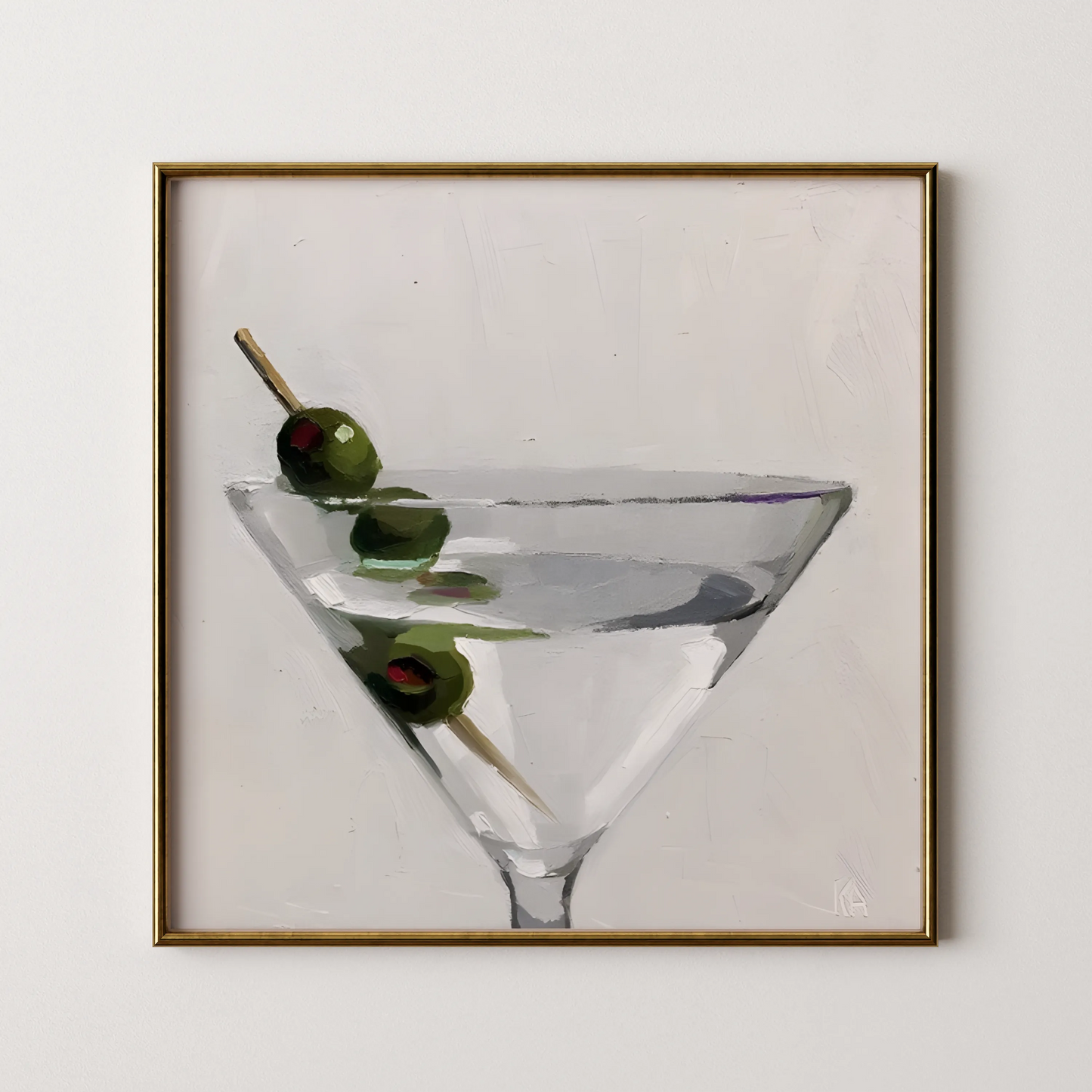 Martini With Olives, Black & White Mid Century Modern, Boho Art Prints