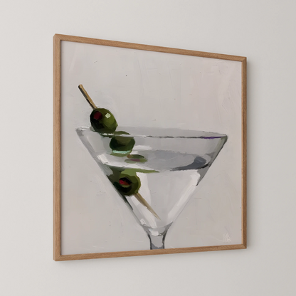 Martini With Olives, Black & White Mid Century Modern, Boho Art Prints