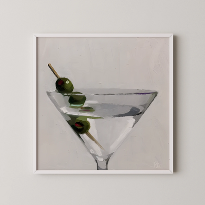 Martini With Olives, Black & White Mid Century Modern, Boho Art Prints