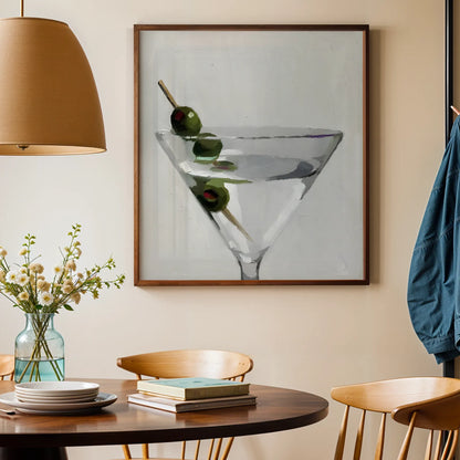 Martini With Olives, Black & White Mid Century Modern, Boho Art Prints