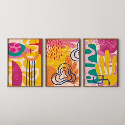 Maximalist Modern Abstarct Shapes II, Set of 3