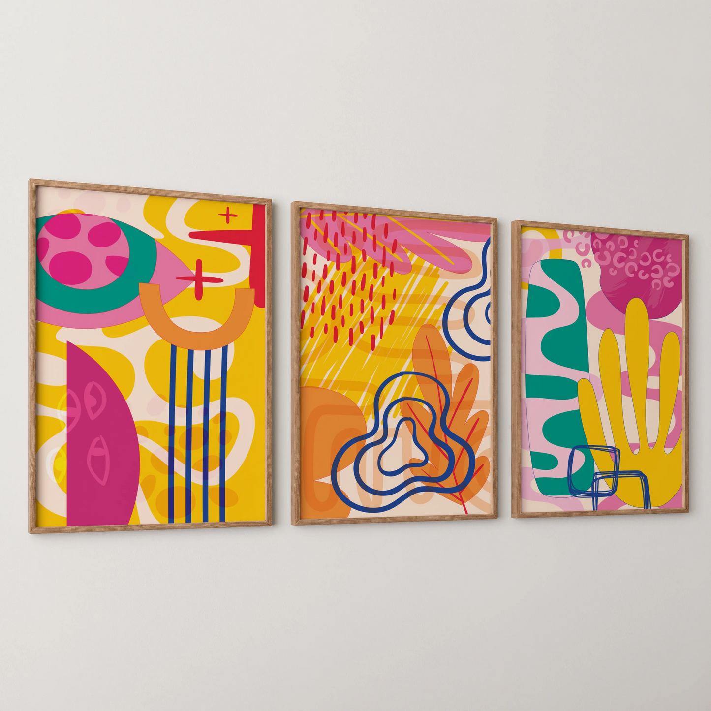 Maximalist Modern Abstarct Shapes II, Set of 3