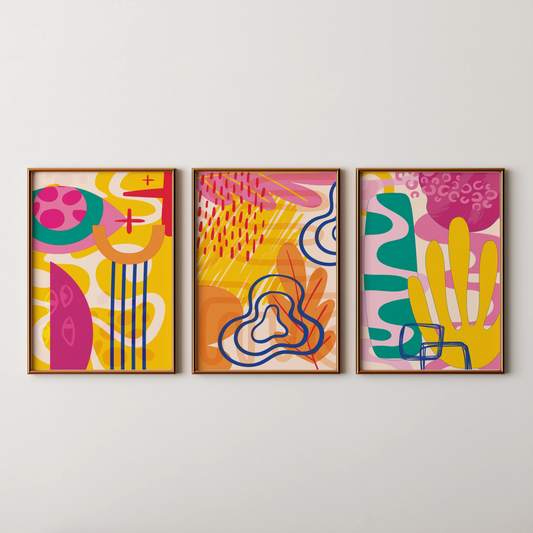 Maximalist Modern Abstarct Shapes II, Set of 3