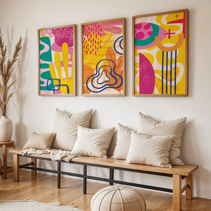 Maximalist Modern Abstarct Shapes II, Set of 3