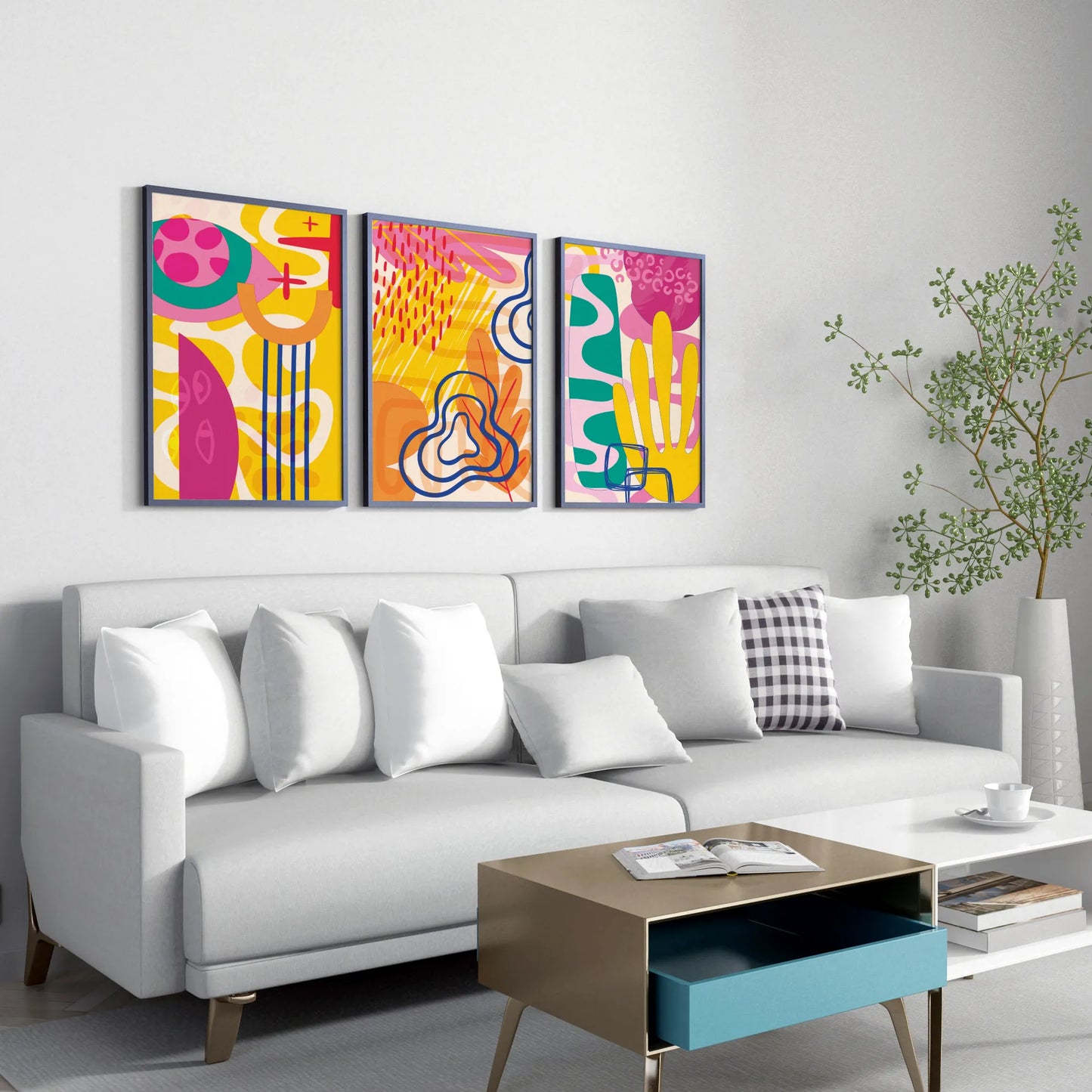 Maximalist Modern Abstarct Shapes II, Set of 3