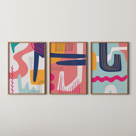 Maximalist Modern Abstarct Shapes I, Set of 3