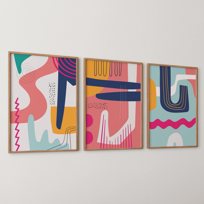 Maximalist Modern Abstarct Shapes I, Set of 3