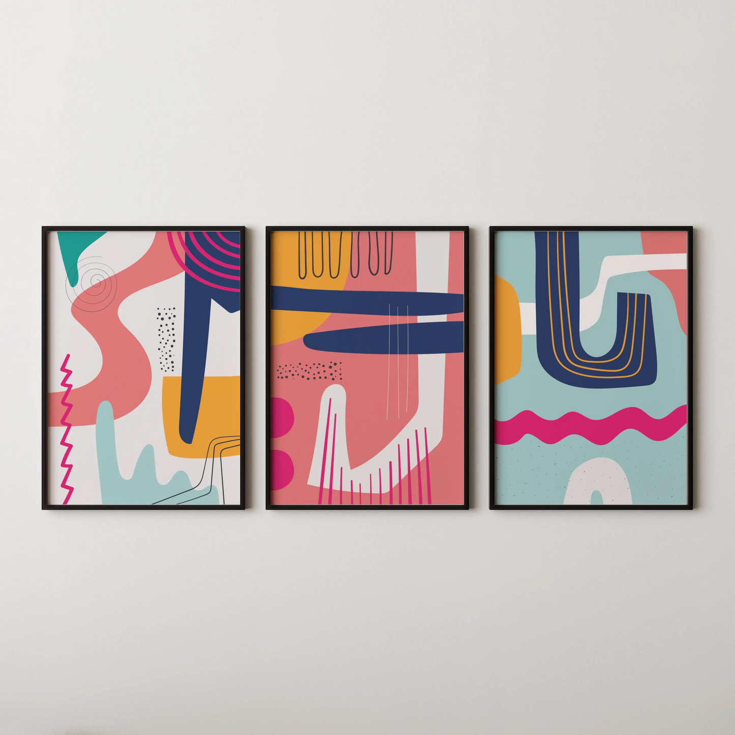 Maximalist Modern Abstarct Shapes I, Set of 3
