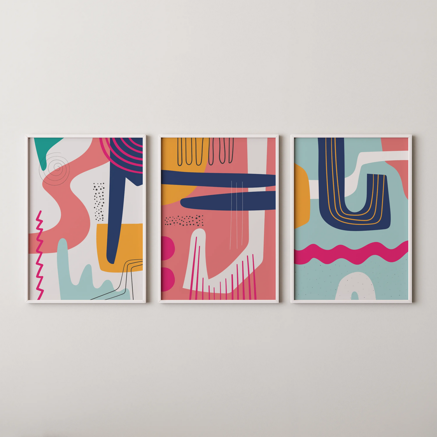 Maximalist Modern Abstarct Shapes I, Set of 3