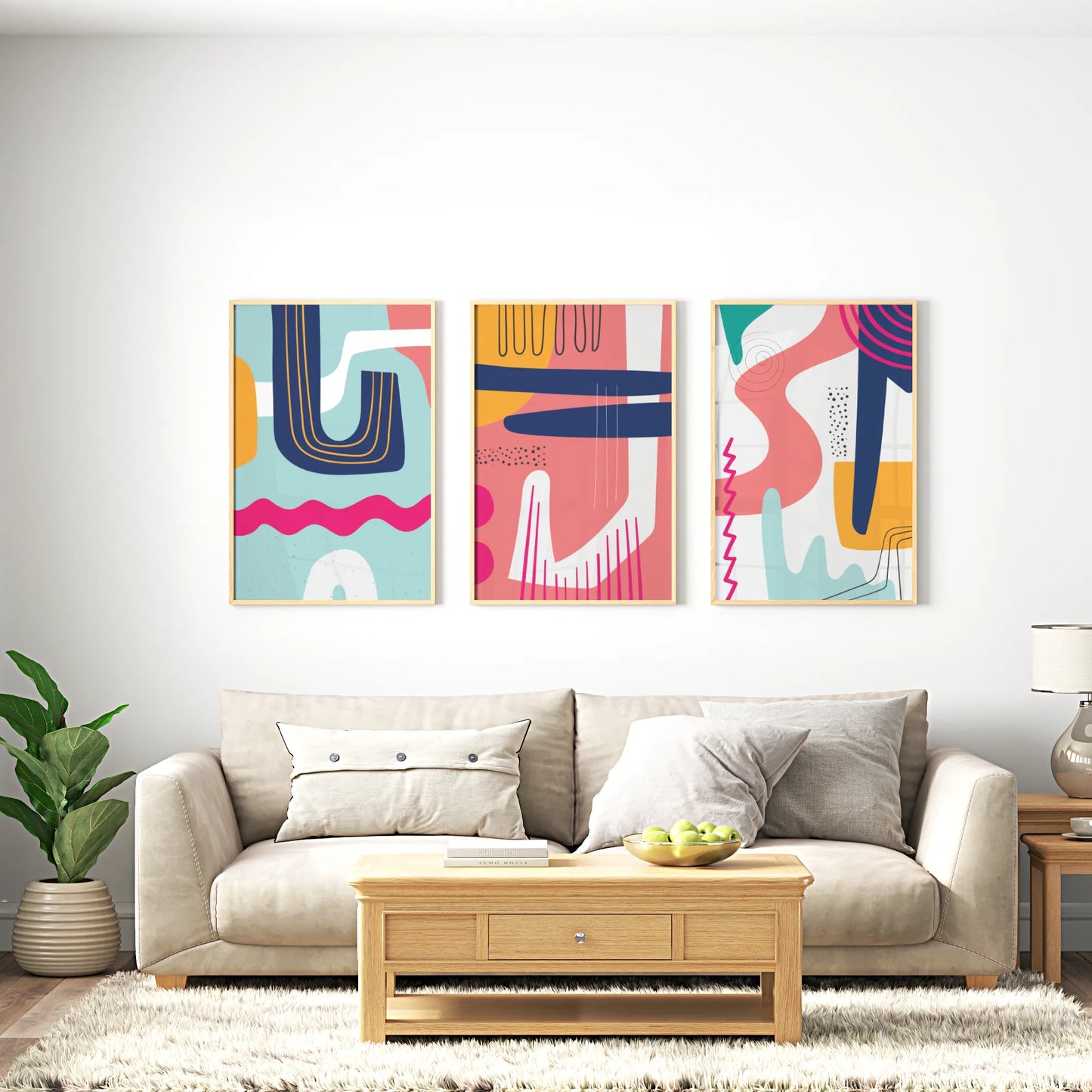 Maximalist Modern Abstarct Shapes I, Set of 3