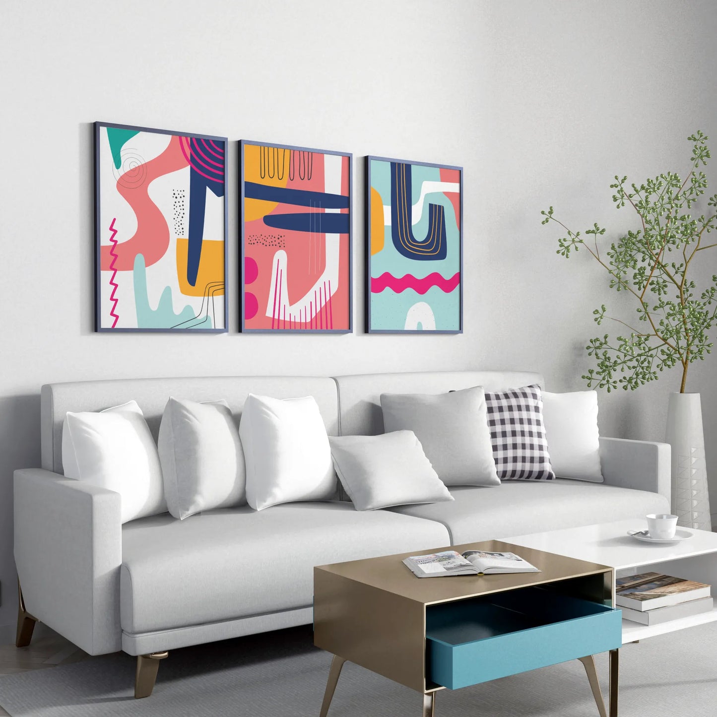 Maximalist Modern Abstarct Shapes I, Set of 3