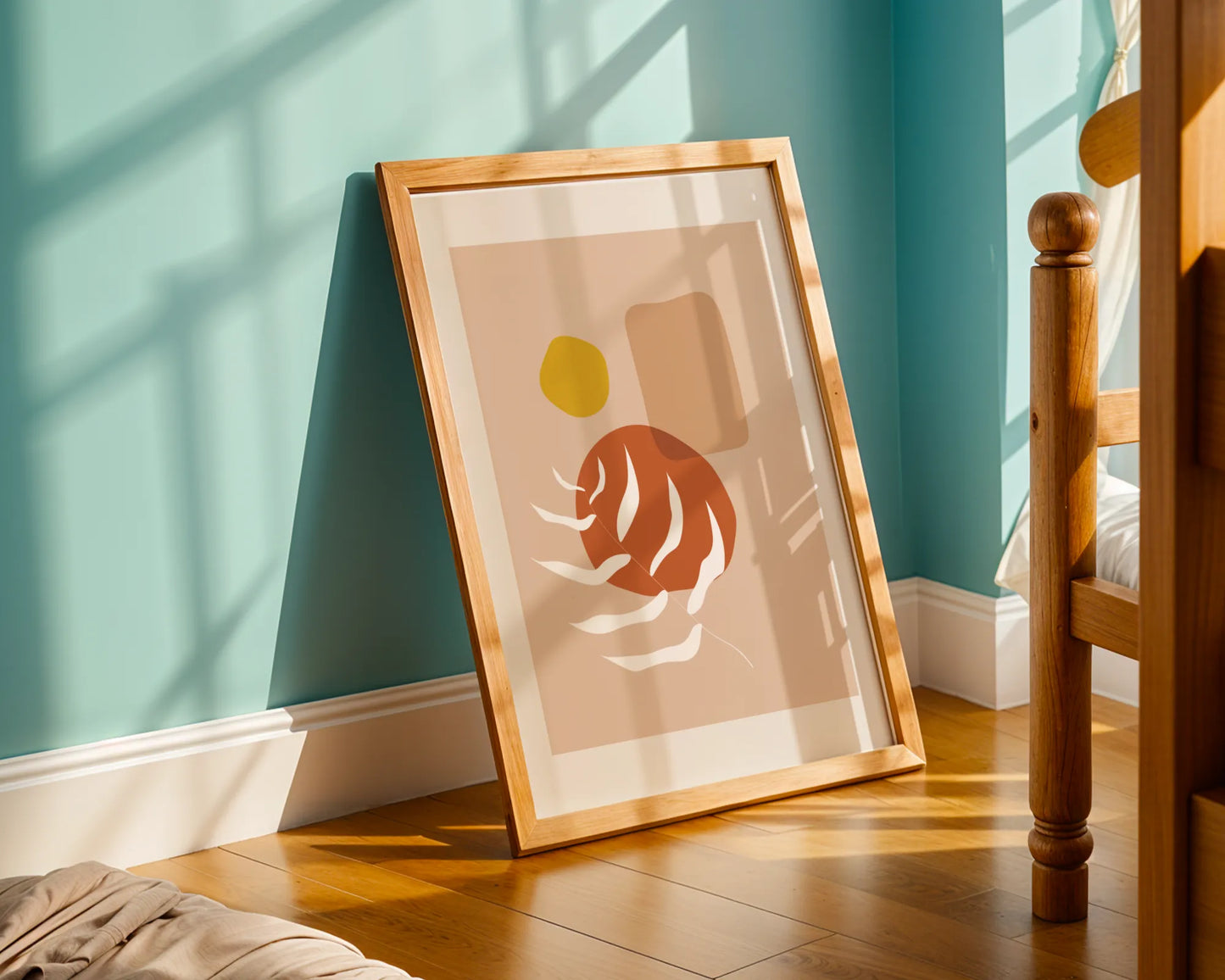 Mid Century Modern, Abstract Boho Leaves II, Wall Painting