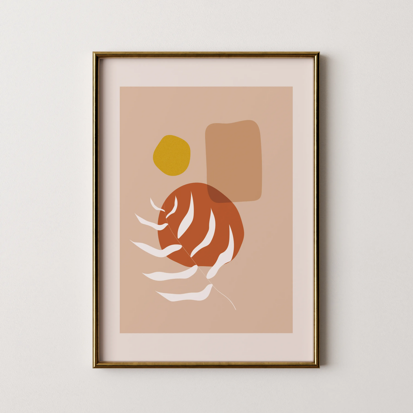 Mid Century Modern, Abstract Boho Leaves II, Wall Painting