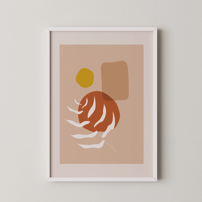 Mid Century Modern, Abstract Boho Leaves II, Wall Painting
