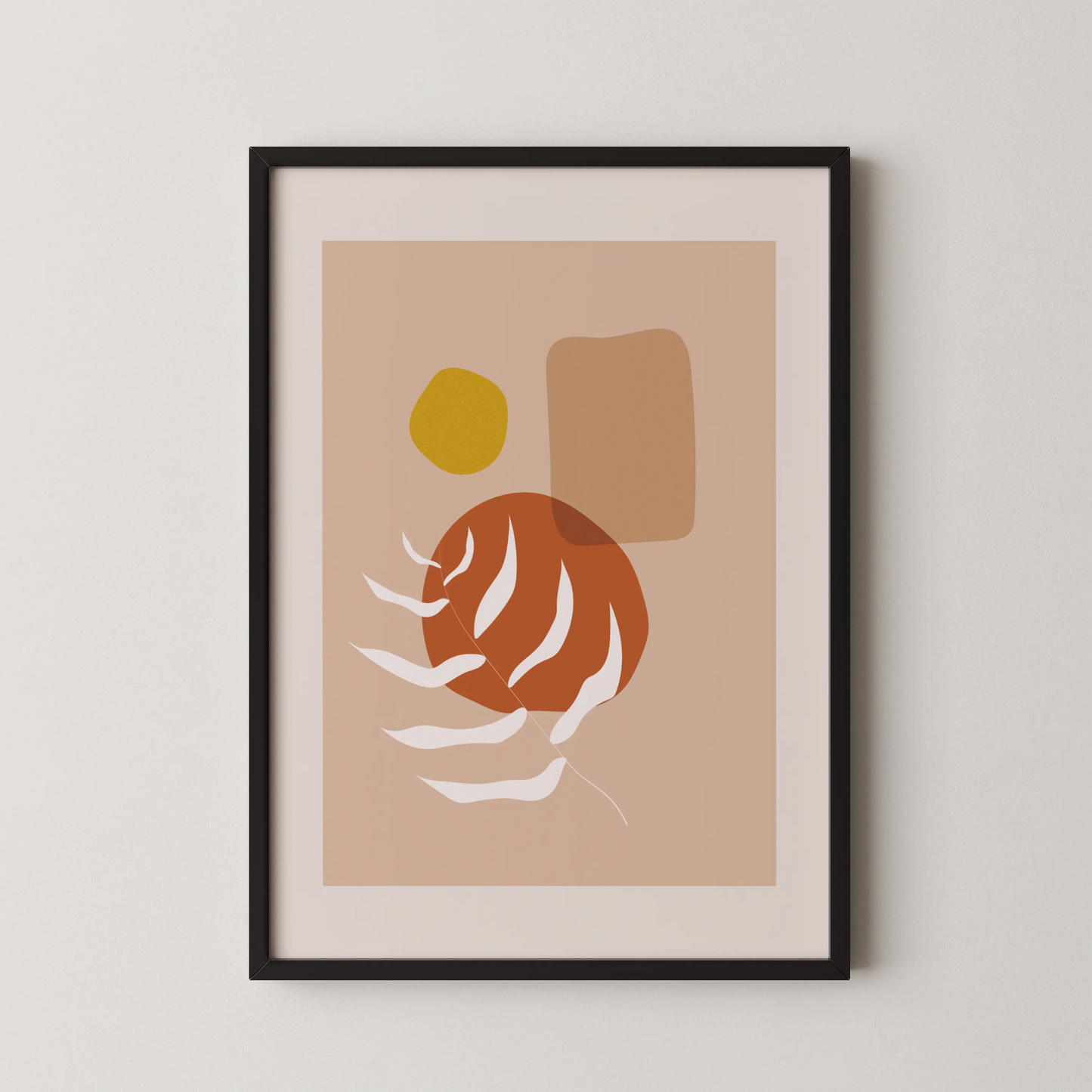 Mid Century Modern, Abstract Boho Leaves II, Wall Painting