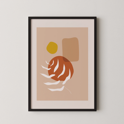 Mid Century Modern, Abstract Boho Leaves II, Wall Painting