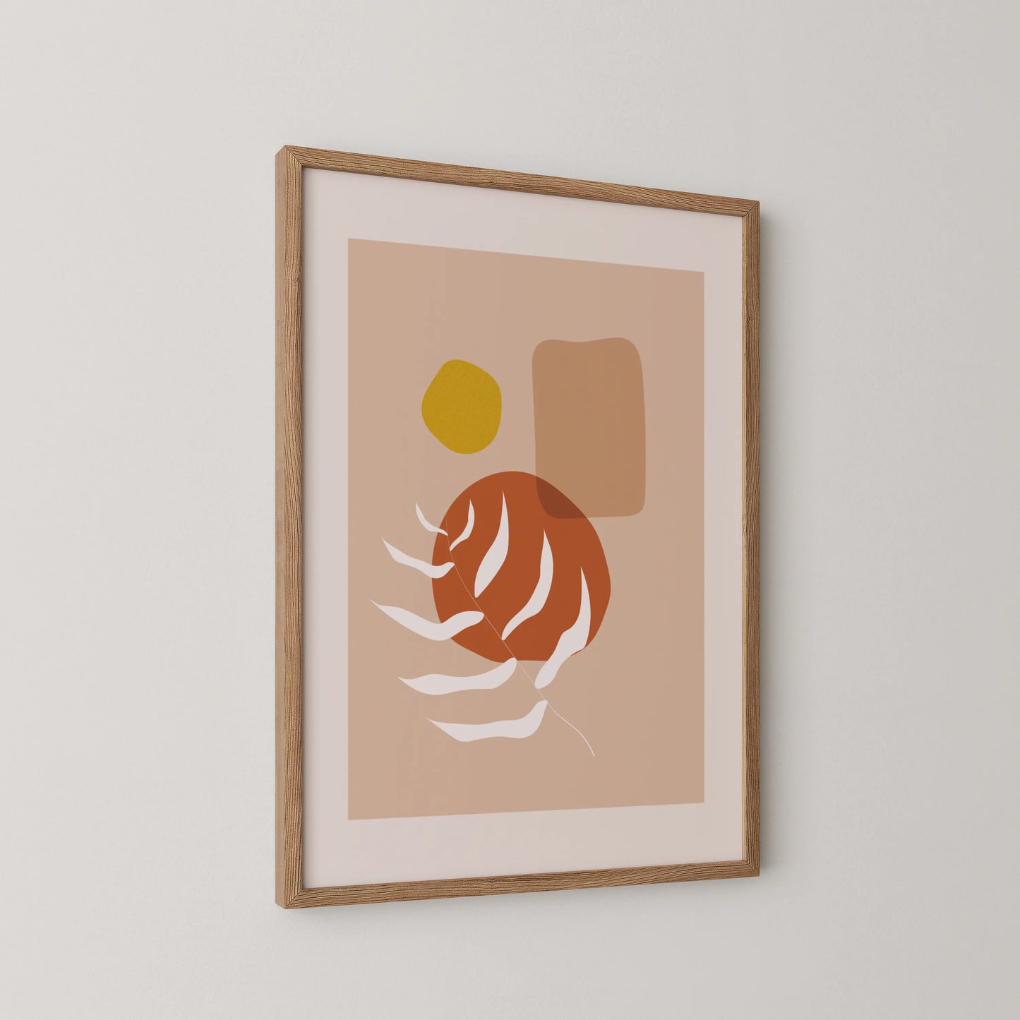 Mid Century Modern, Abstract Boho Leaves II, Wall Painting