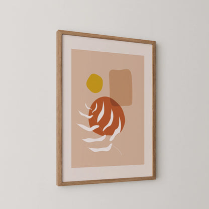 Mid Century Modern, Abstract Boho Leaves II, Wall Painting