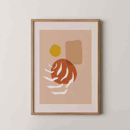 Mid Century Modern, Abstract Boho Leaves II, Wall Painting