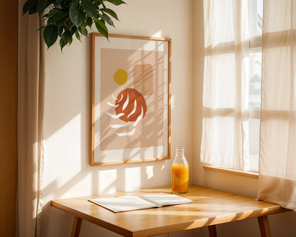 Mid Century Modern, Abstract Boho Leaves II, Wall Painting