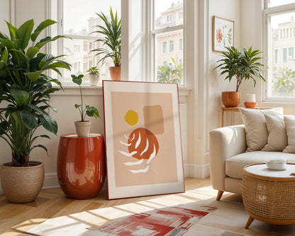 Mid Century Modern, Abstract Boho Leaves II, Wall Painting