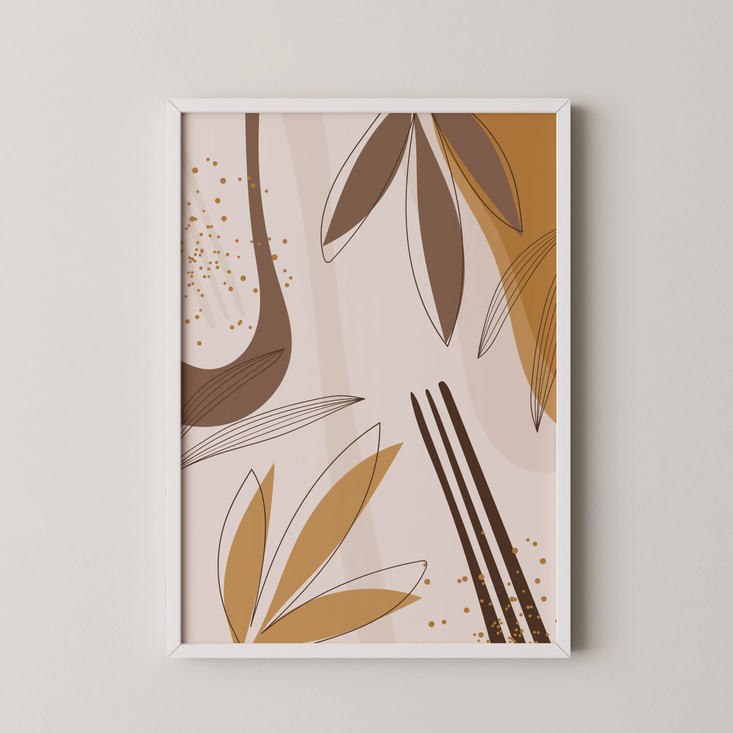 Mid Century Modern, Abstract Boho Leaves I, Wall Painting