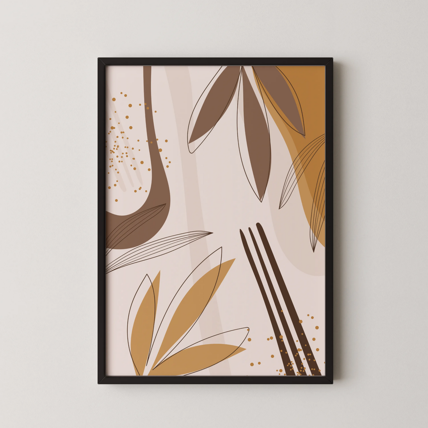 Mid Century Modern, Abstract Boho Leaves I, Wall Painting