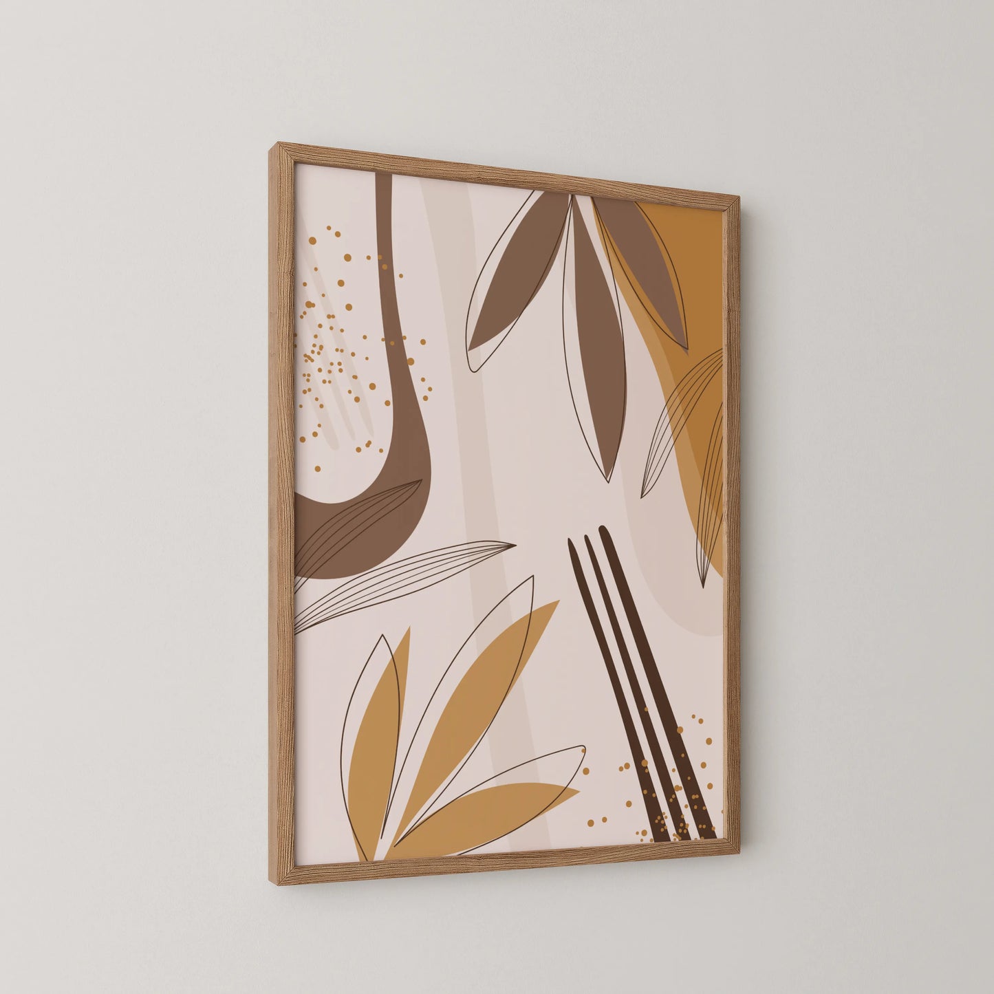 Mid Century Modern, Abstract Boho Leaves I, Wall Painting