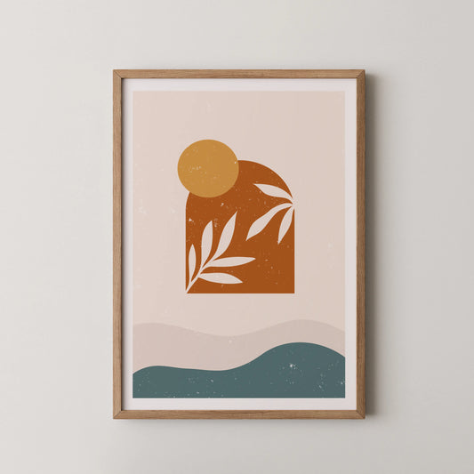 Mid Century Modern, Boho Leaves I, Wall Painting