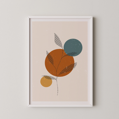 Mid Century Modern, Boho Leaves, Wall Painting